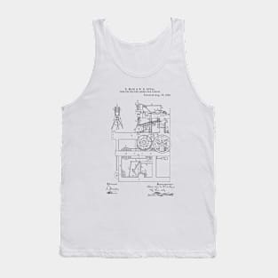 Loom for Weaving double pile fabric Vintage Patent Hand Drawing Tank Top